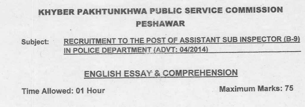 KPPSC ASI Past Papers PDF Download Online